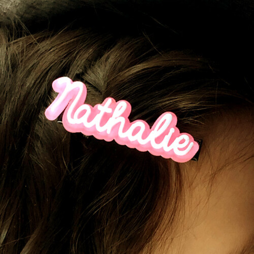 custom hairpin vendor nameplate personalized text hairclips manufacturer hong kong logo hair accessories supplier quality